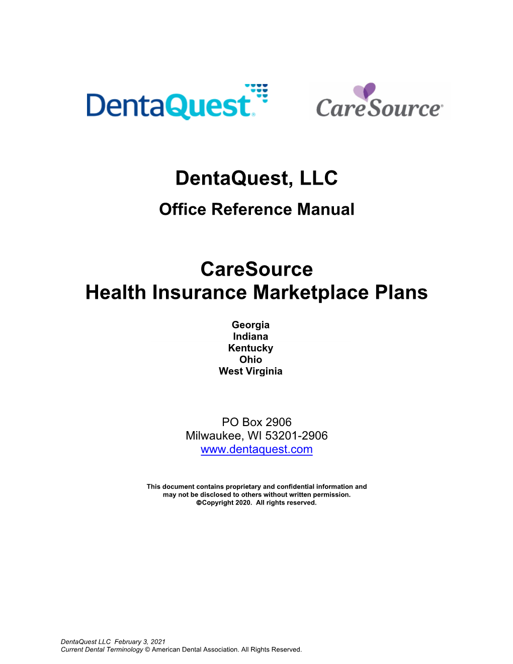 Caresource Marketplace Office Reference Manual