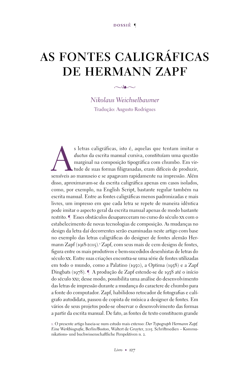 As Fontes Caligráficas De Hermann Zapf