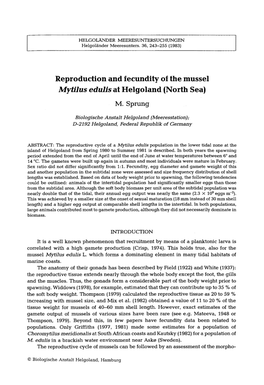 Reproduction and Fecundity of the Mussel &lt;Emphasis Type="Italic"&gt;