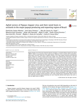 Aphid Vectors of Papaya Ringspot Virus and Their Weed Hosts in Orchards in the Major Papaya Producing and Exporting Region of Brazil