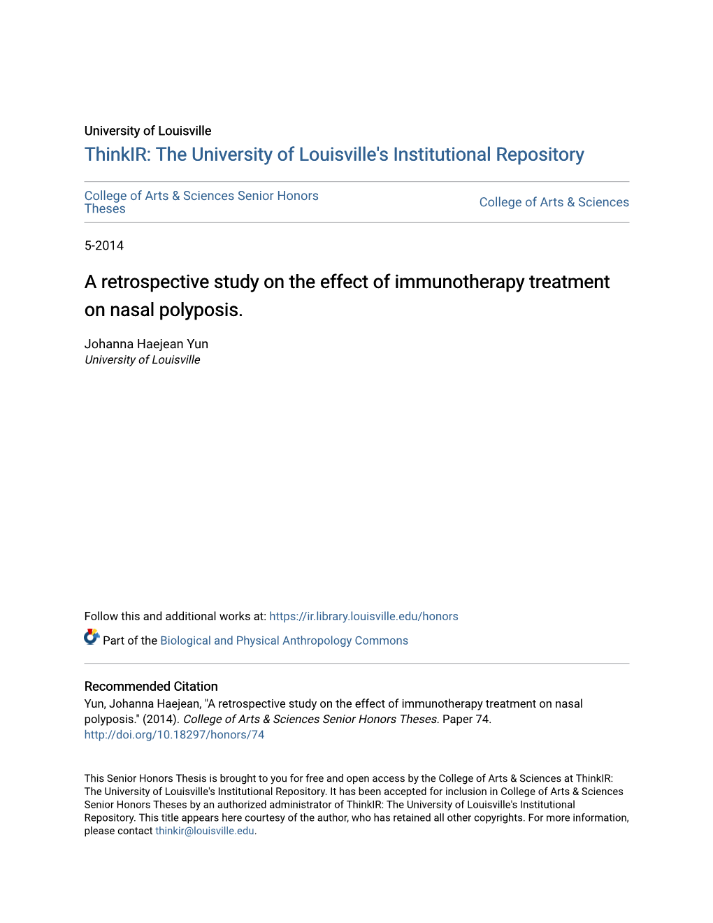 A Retrospective Study on the Effect of Immunotherapy Treatment on Nasal Polyposis