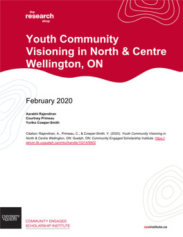 Youth Community Visioning in North & Centre Wellington, ON