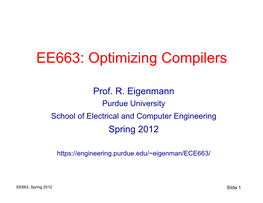 EE663: Optimizing Compilers