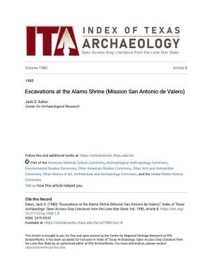 Excavations at the Alamo Shrine (Mission San Antonio De Valero)