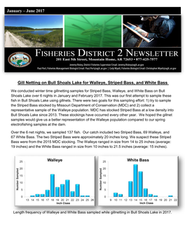 January – June 2017 Gill Netting on Bull Shoals Lake for Walleye, Striped Bass, and White Bass