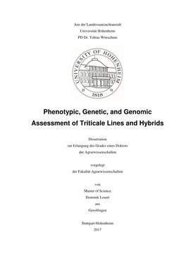 Phenotypic, Genetic, and Genomic Assessment of Triticale Lines and Hybrids