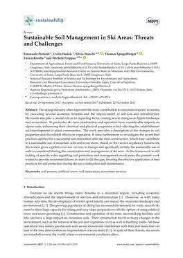 Sustainable Soil Management in Ski Areas: Threats and Challenges