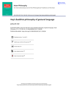Hay's Buddhist Philosophy of Gestural Language