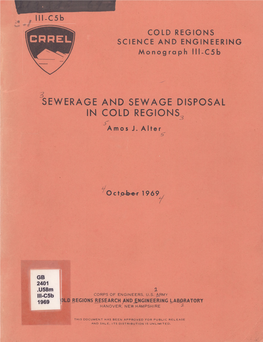Sewerage and Sewage Disposal in COLD REGIONS^