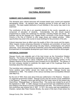 Geauga County, Ohio General Plan 2003: Cultural Resources