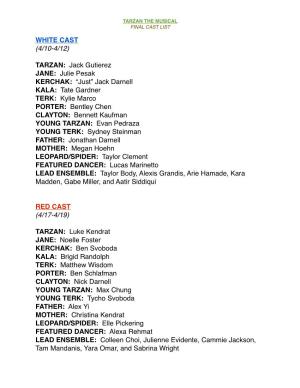 Tarzan Final Cast List