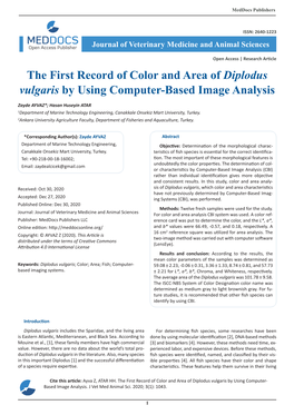 The First Record of Color and Area of Diplodus Vulgaris by Using Computer-Based Image Analysis