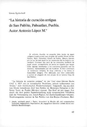 "La Historia De Curación Antigua De San Pablito, Pahuatlan, Puebla. Autor Antonio López M."