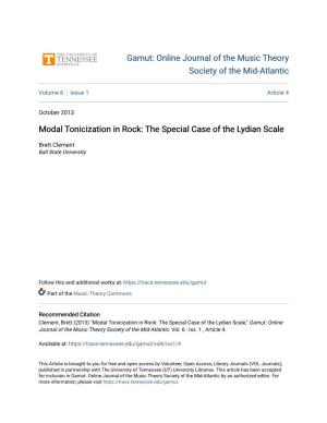 Modal Tonicization in Rock: the Special Case of the Lydian Scale