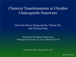 Chemical Transformations in Ultrathin Chalcogenide Nanowires