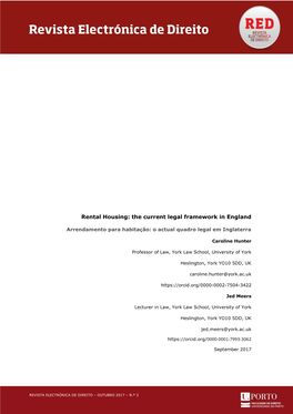 Rental Housing: the Current Legal Framework in England