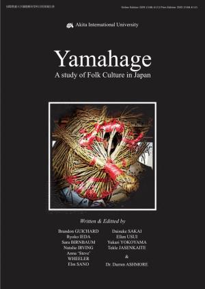 Yamahage a Studyyamahage of Folk Culture in Japan a Study of Folk Culture in Japan