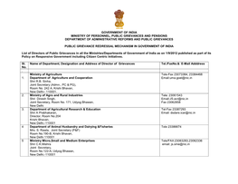 Government of India Ministry of Personnel, Public Grievances and Pensions Department of Administrative Reforms and Public Grievances