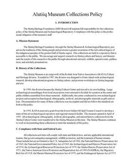 Alutiiq Museum Collections Policy
