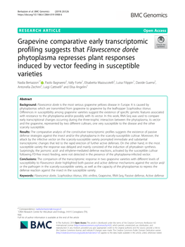 Grapevine Comparative Early Transcriptomic Profiling Suggests