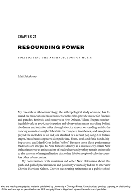Resounding Power: Politicizing the Anthropology of Music