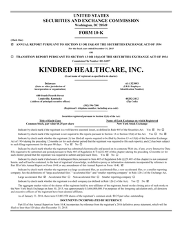 KINDRED HEALTHCARE, INC. (Exact Name of Registrant As Specified in Its Charter)