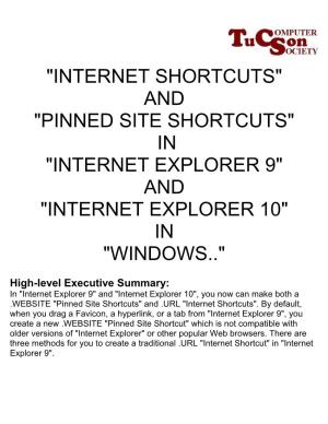 "Pinned Site Shortcuts" in "Internet Explorer 9" and "Internet Explorer 10" in "Windows.."