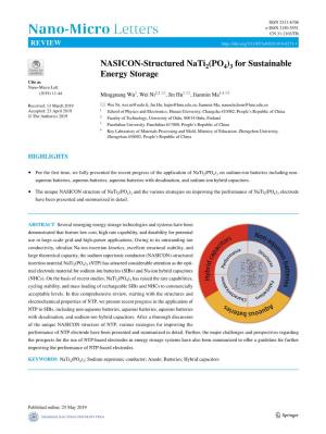NASICON-Structured Nati2(PO4)3 for Sustainable Energy Storage