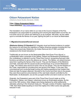 Citizen Potawatomi Nation (Oklahoma Social Studies Standards, OSDE)