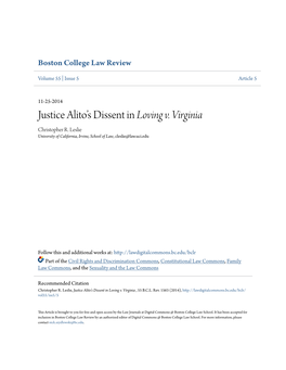 Justice Alitoâ•Žs Dissent in Loving V. Virginia