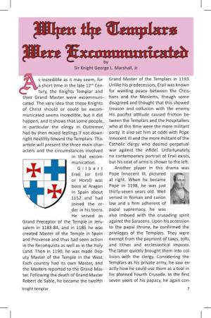 When the Templars Were Excommunicated by Sir Knight George L