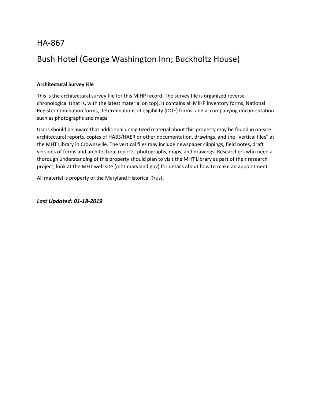 HA-867 Bush Hotel (George Washington Inn; Buckholtz House)