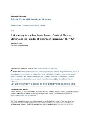 Ernesto Cardenal, Thomas Merton, and the Paradox of Violence in Nicaragua, 1957-1979