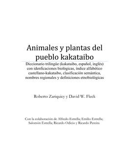 Animales Y Plantas Del Pueblo Kakataibo