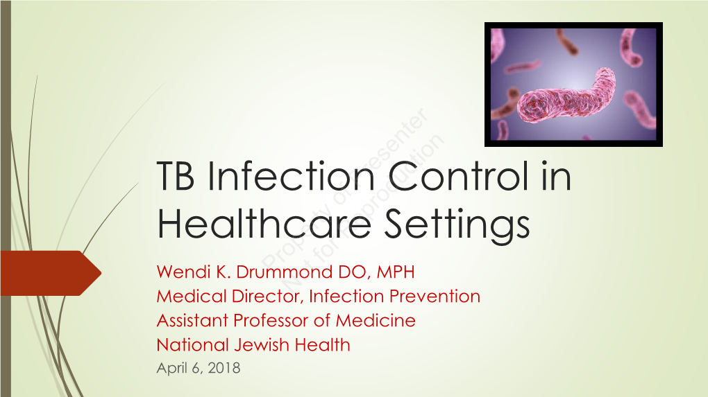 TB Infection Control in Healthcare Settings