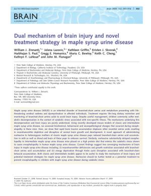 Dual Mechanism of Brain Injury and Novel Treatment Strategy in Maple Syrup Urine Disease
