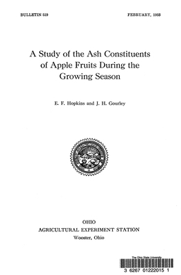 A Study of the Ash Constituents of Apple Fruits During the Growing Season