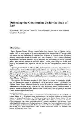 Defending the Constitution Under the Rule of Law