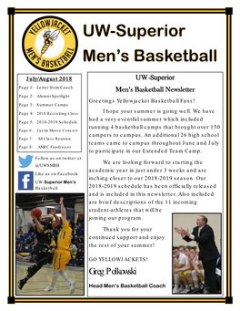UW-Superior Men's Basketball Newsletter