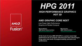 Hpg 2011 High Performance Graphics Hot 3D