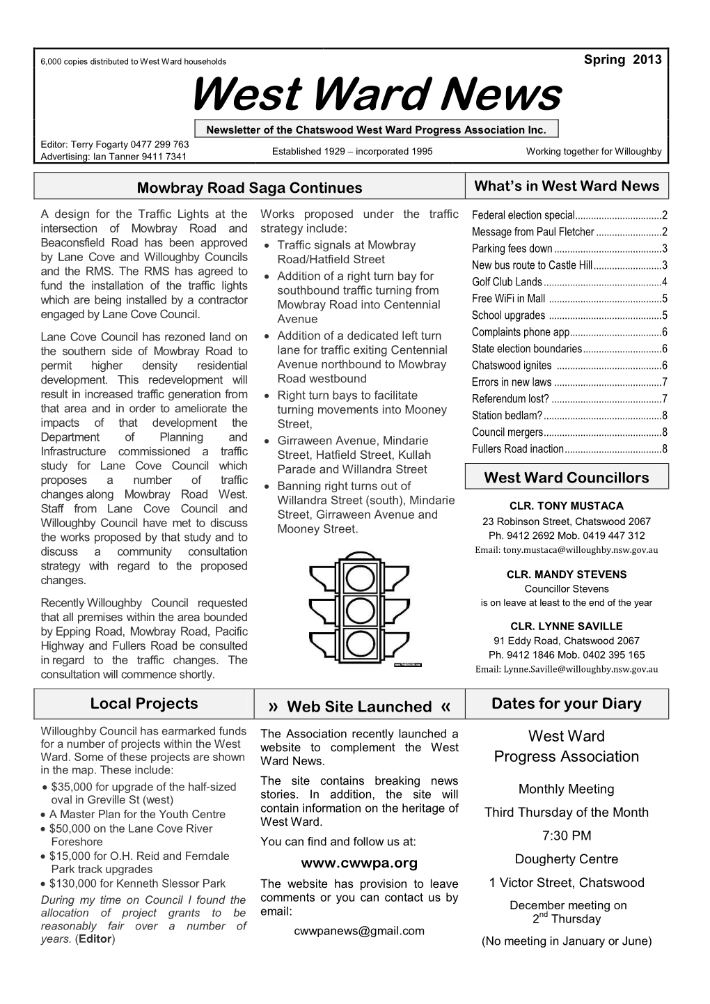 Spring 2013 West Ward News Newsletter of the Chatswood West Ward Progress Association Inc