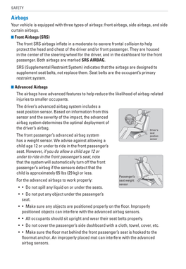 Airbags Your Vehicle Is Equipped with Three Types of Airbags: Front Airbags, Side Airbags, and Side Curtain Airbags