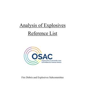 Analysis of Explosives Reference List