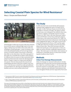Selecting Coastal Plain Species for Wind Resistance1 Mary L