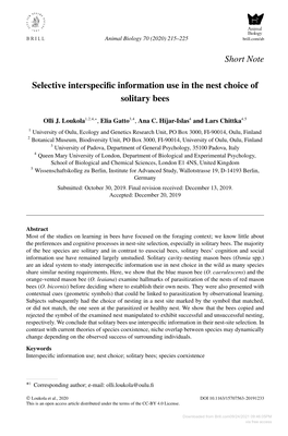 Short Note Selective Interspecific Information Use in the Nest
