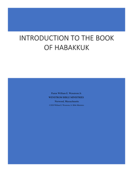 Introduction to the Book of Habakkuk