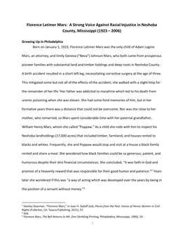 Florence Latimer Mars: a Strong Voice Against Racial Injustice in Neshoba County, Mississippi (1923 – 2006)