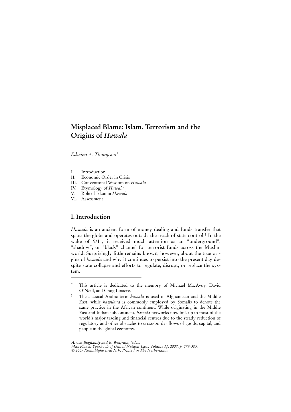 Misplaced Blame: Islam, Terrorism and the Origins of Hawala (PDF, 155.6
