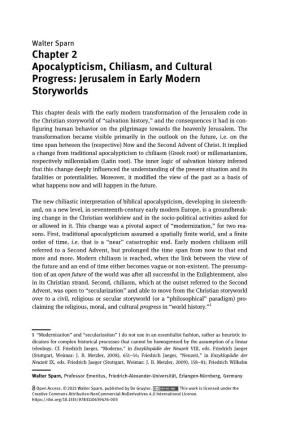 Chapter 2 Apocalypticism, Chiliasm, and Cultural Progress: Jerusalem in Early Modern Storyworlds