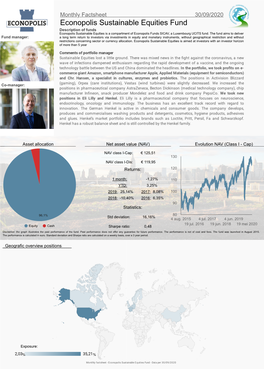 Econopolis Sustainable Equities Fund Description of Funds Econopolis Sustainable Equities Is a Compartment of Econopolis Funds SICAV, a Luxembourg UCITS Fund